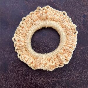 Hand Crocheted Yellow Textured Hair Scrunchie Accessory